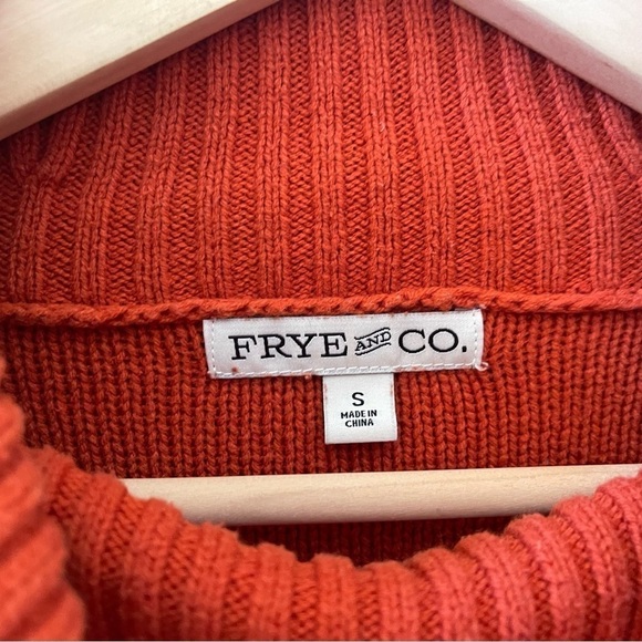 Frye And Co Sweater Chunky Knit Pullover Cowl Neck Casual Rust Orange Small - Picture 6 of 8